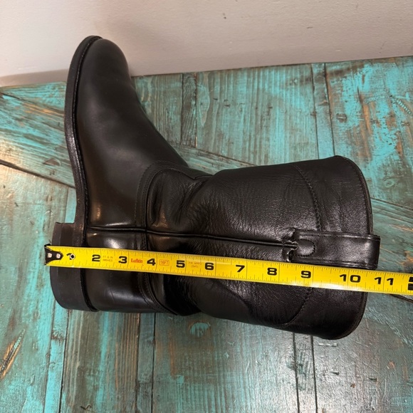 J Chisholm Boots Leather Cowboy 9 D Black Leather Western Riding USA Vintage - Picture 3 of 10